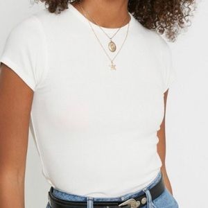 Short sleeve white ribbed urban outfitters shirt